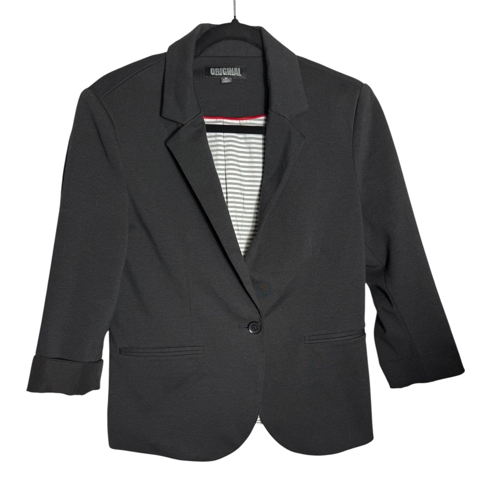 Nicole Miller Blazer Size Medium Solud Black Classic Jacket PERFECT 🖤🖤
